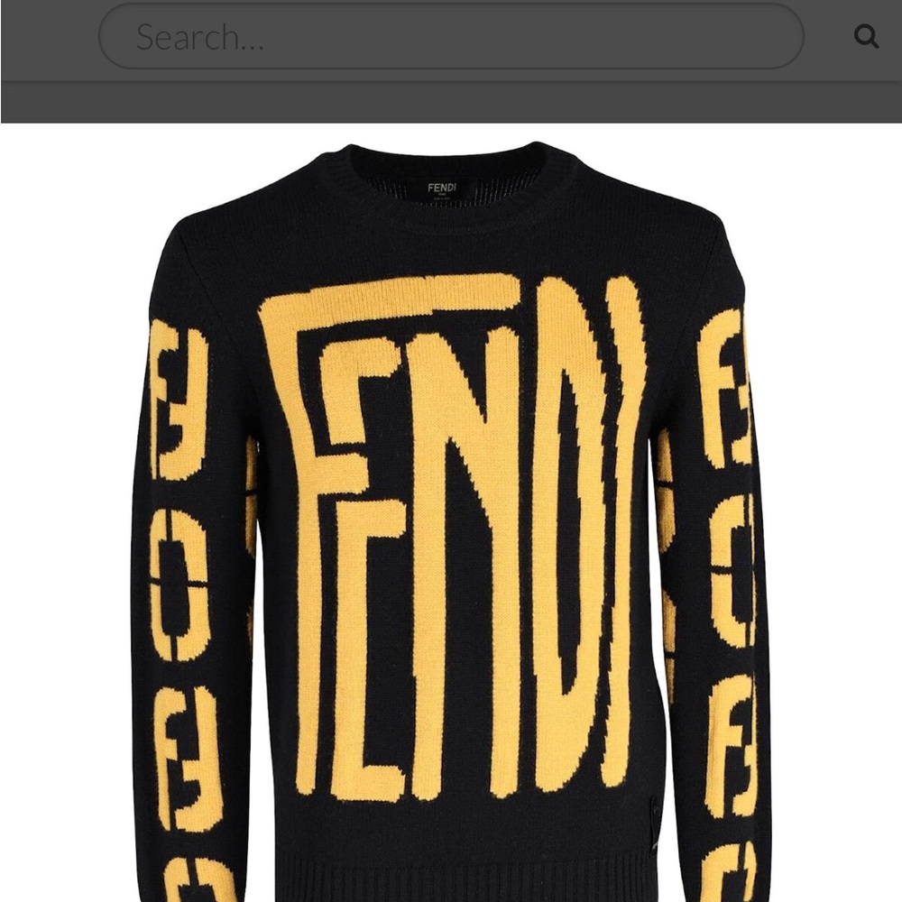 Fendi Men's Logo Sweater in Black and Yellow, size IT 48 or US Medium